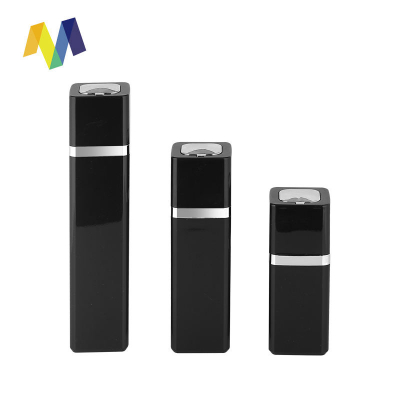 Free samples empty 15ml cosmetic packaging 30ml black silvery twist airless pump bottle