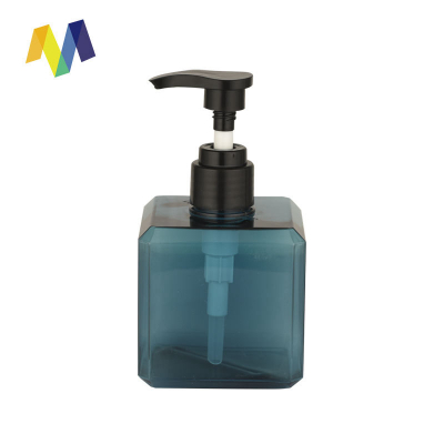 Customized Empty Plastic Container 250ML Square Lotion Bottles with Squeeze Pump in Blue